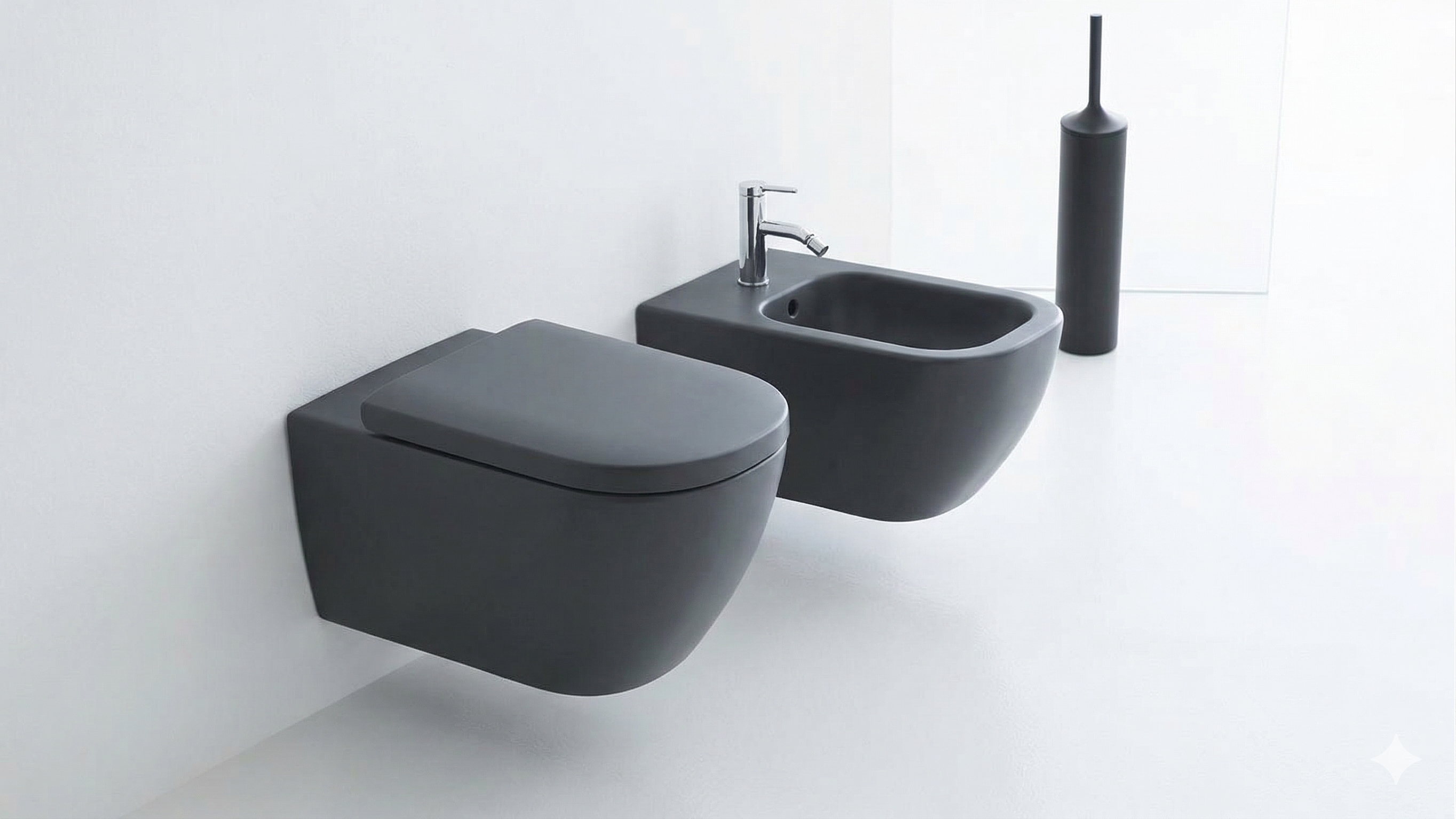 Inodoro y bidet de colgar Duravit Happy D. Antracita con asiento soft close