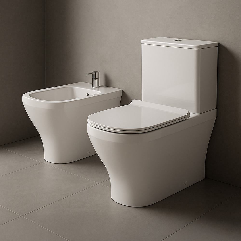 Inodoro con mochila y bidet Duravit durastyle con asiento soft close