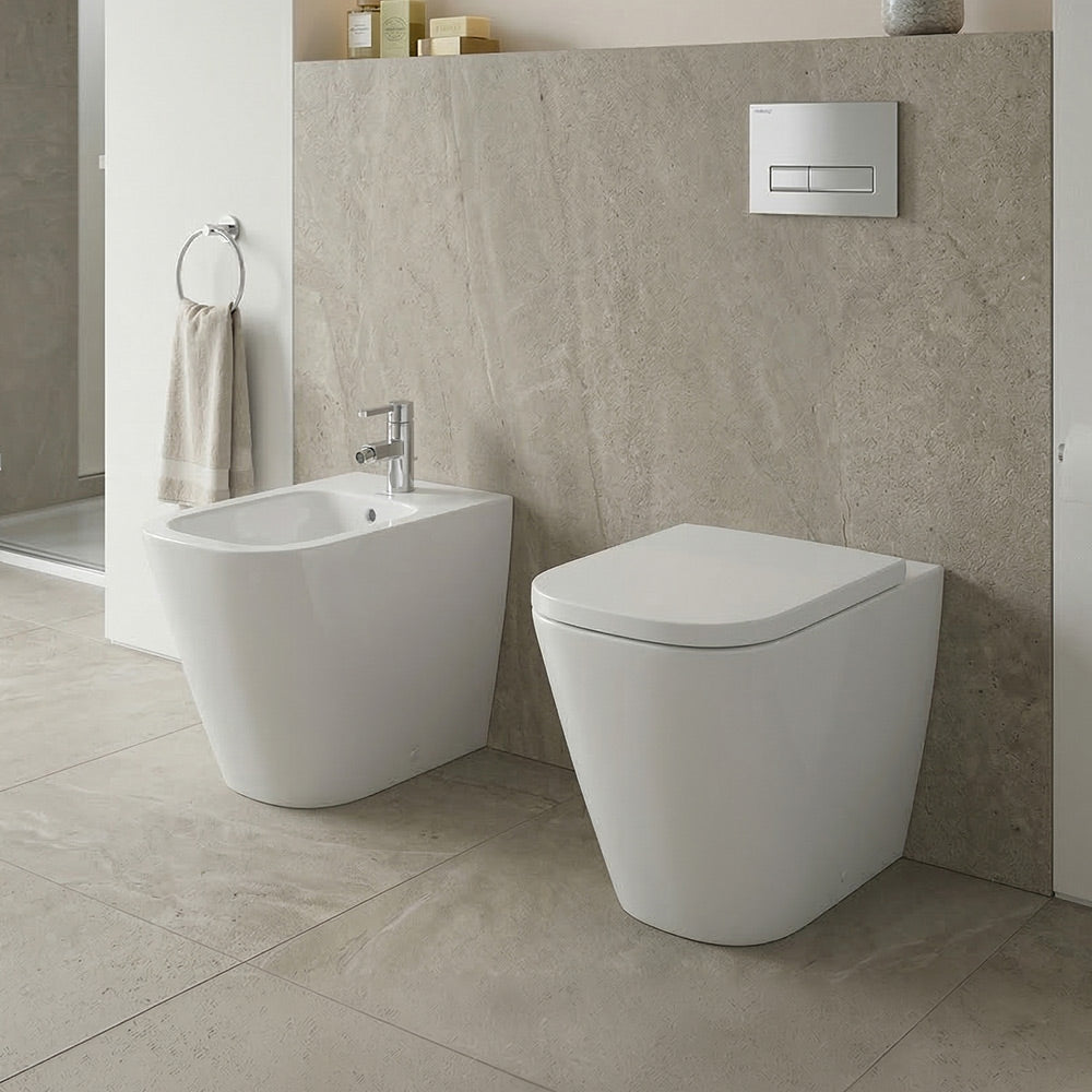 Inodoro de apoyo y bidet Duravit Happy D.2 con asiento soft close