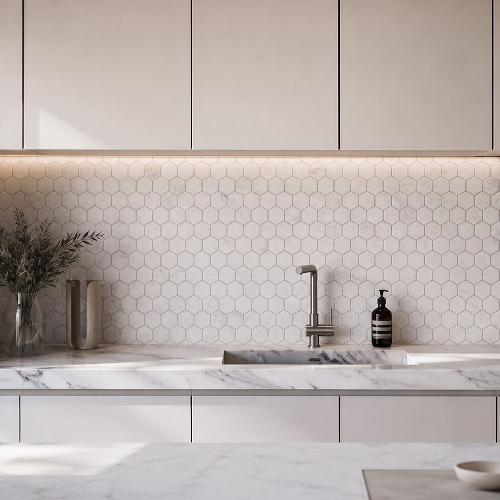 Mosaico Hexagonal Carrara